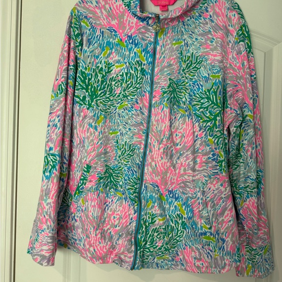 Lilly Pulitzer Tops - Lilly Pulitzer Coral Print Zip Jacket - Pink, Green, Blue